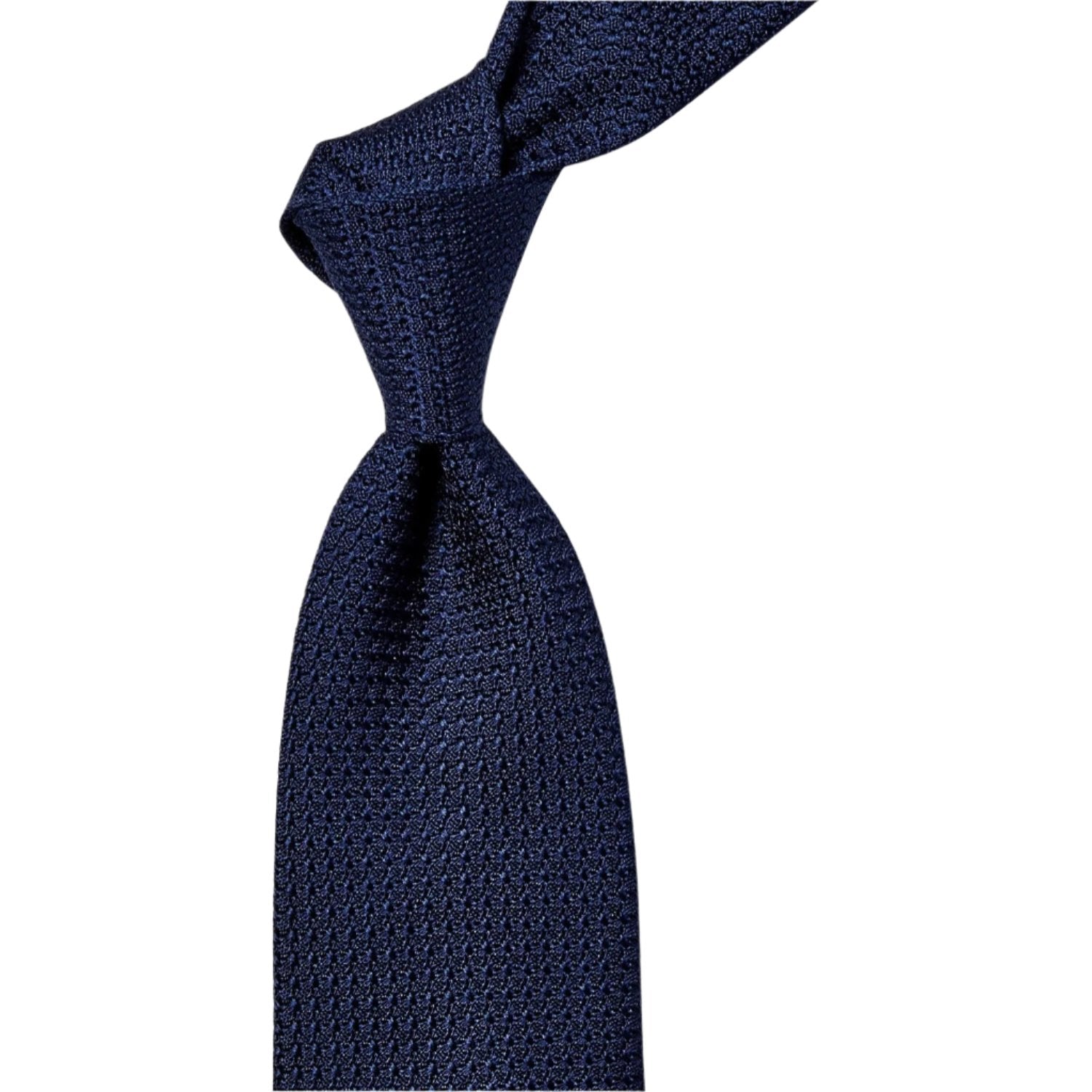 A quality Sovereign Grade Grenadine Grossa Navy Blue Tie by KirbyAllison.com on a white background.