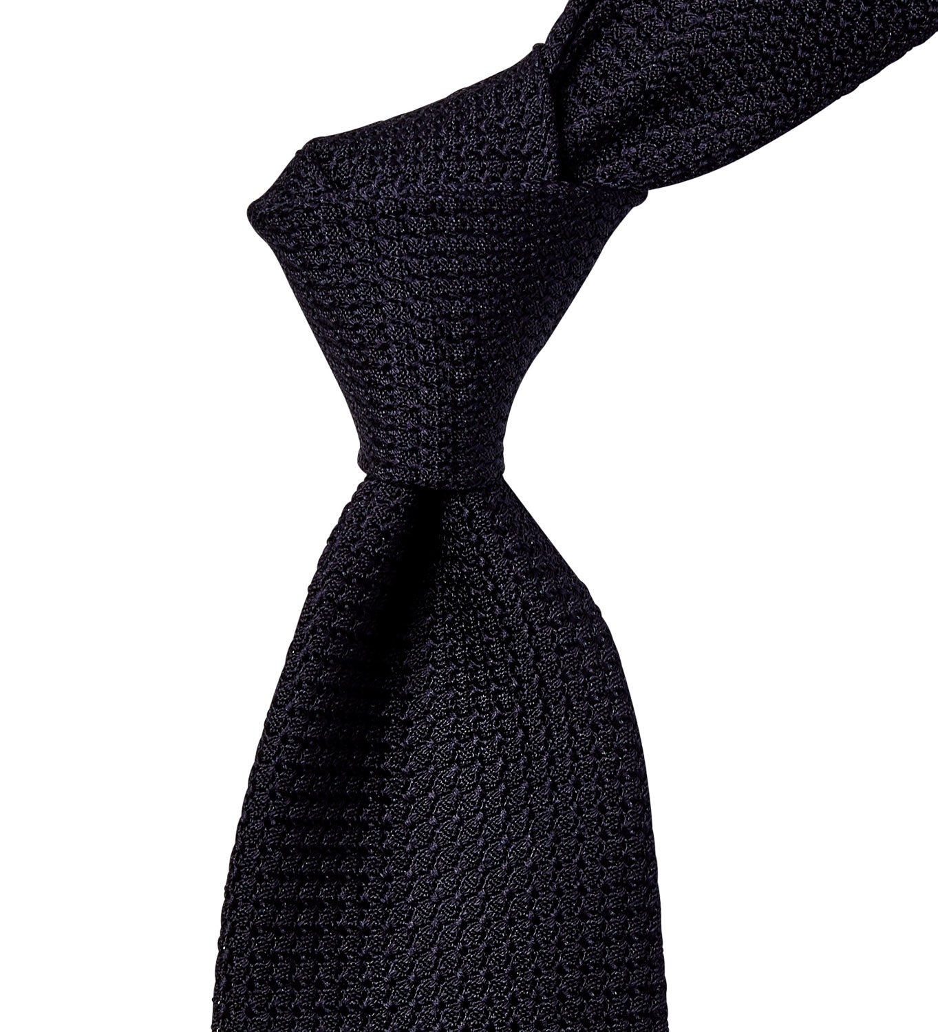 A Sovereign Grade Grenadine Grossa Midnight Blue Tie by KirbyAllison.com on a white background.