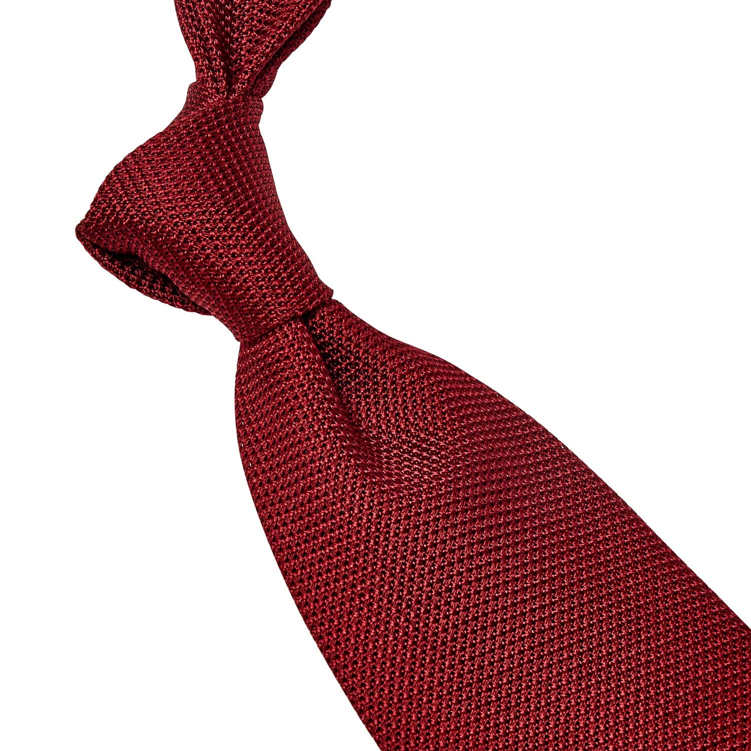 Handmade Sovereign Grade Grenadine Fina Ruby Tie on a white background, by KirbyAllison.com.