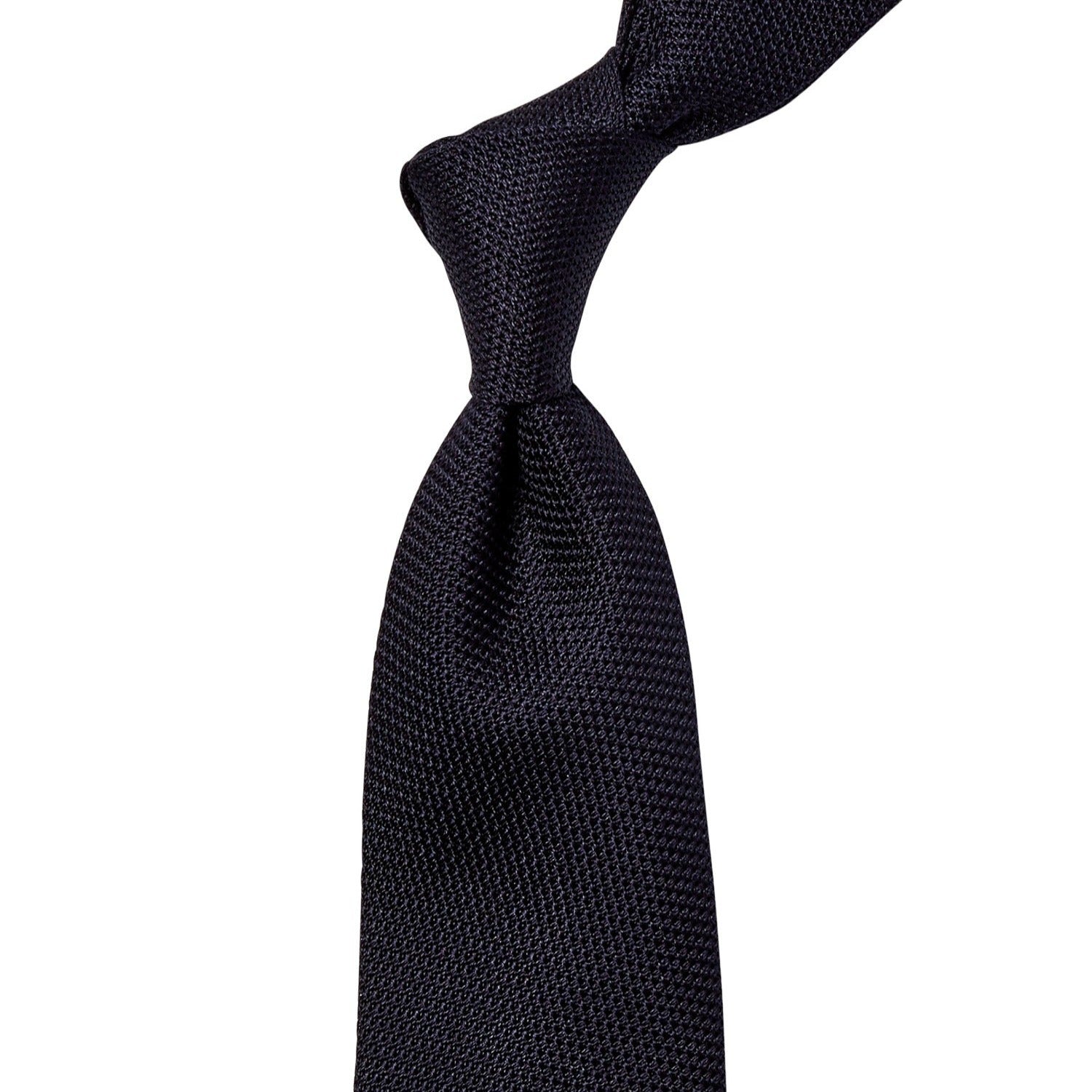 A Sovereign Grade Grenadine Fina Midnight Tie from KirbyAllison.com on a white background.