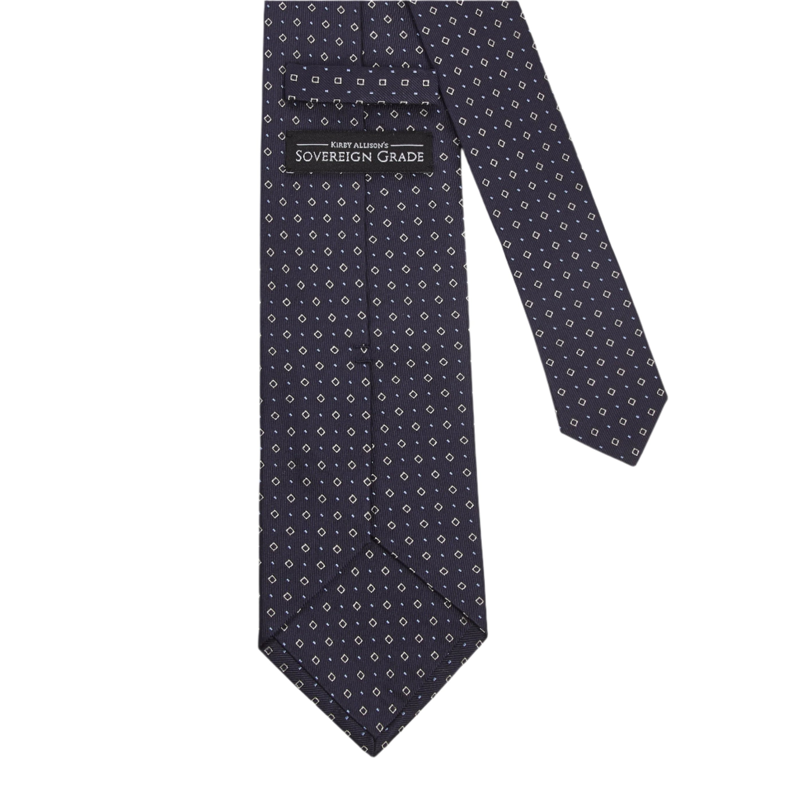 A Sovereign Grade Midnight Blue Alternating Square Dot Jacquard Tie from KirbyAllison.com.