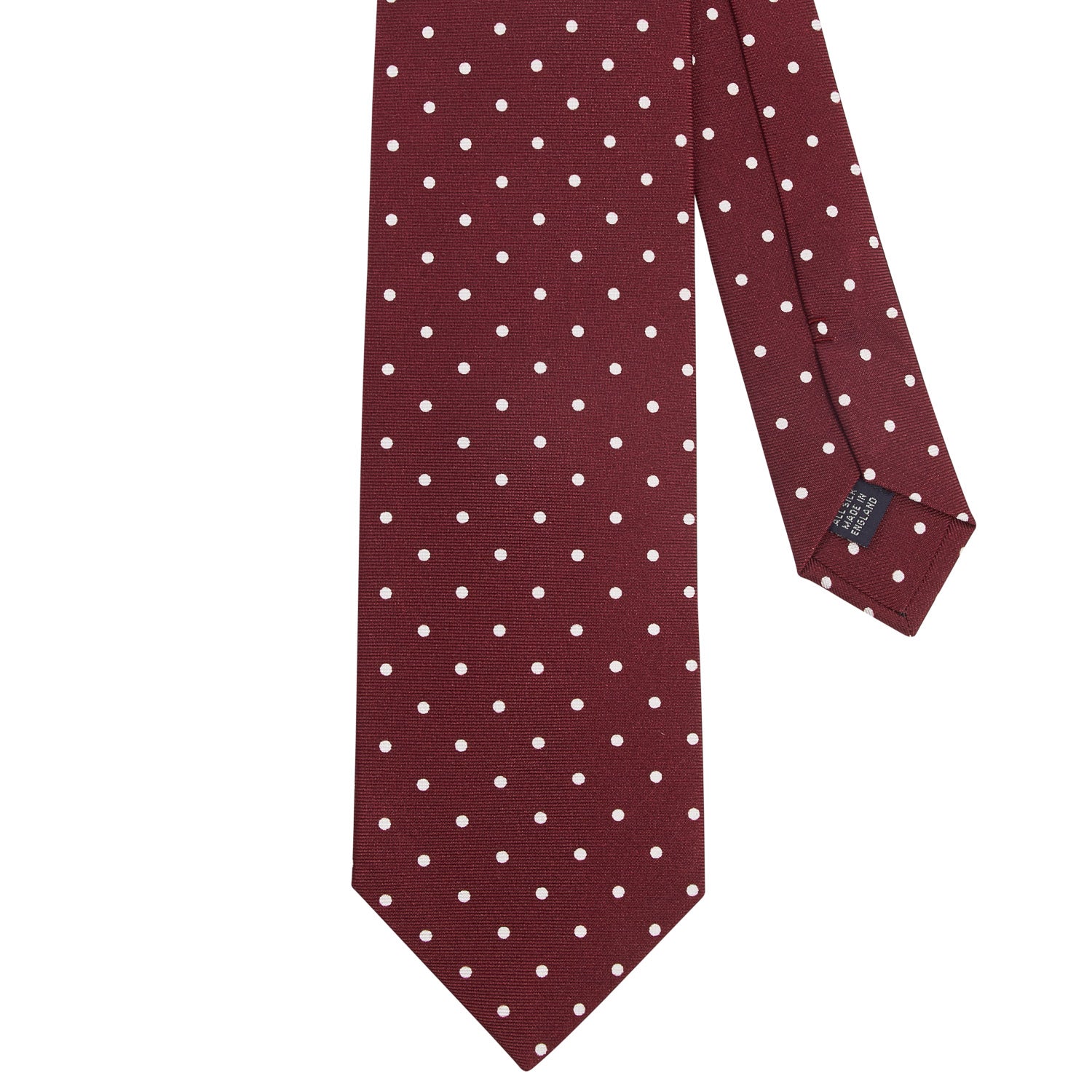 A Sovereign Grade Burgundy London Dot Printed Silk Tie by KirbyAllison.com.