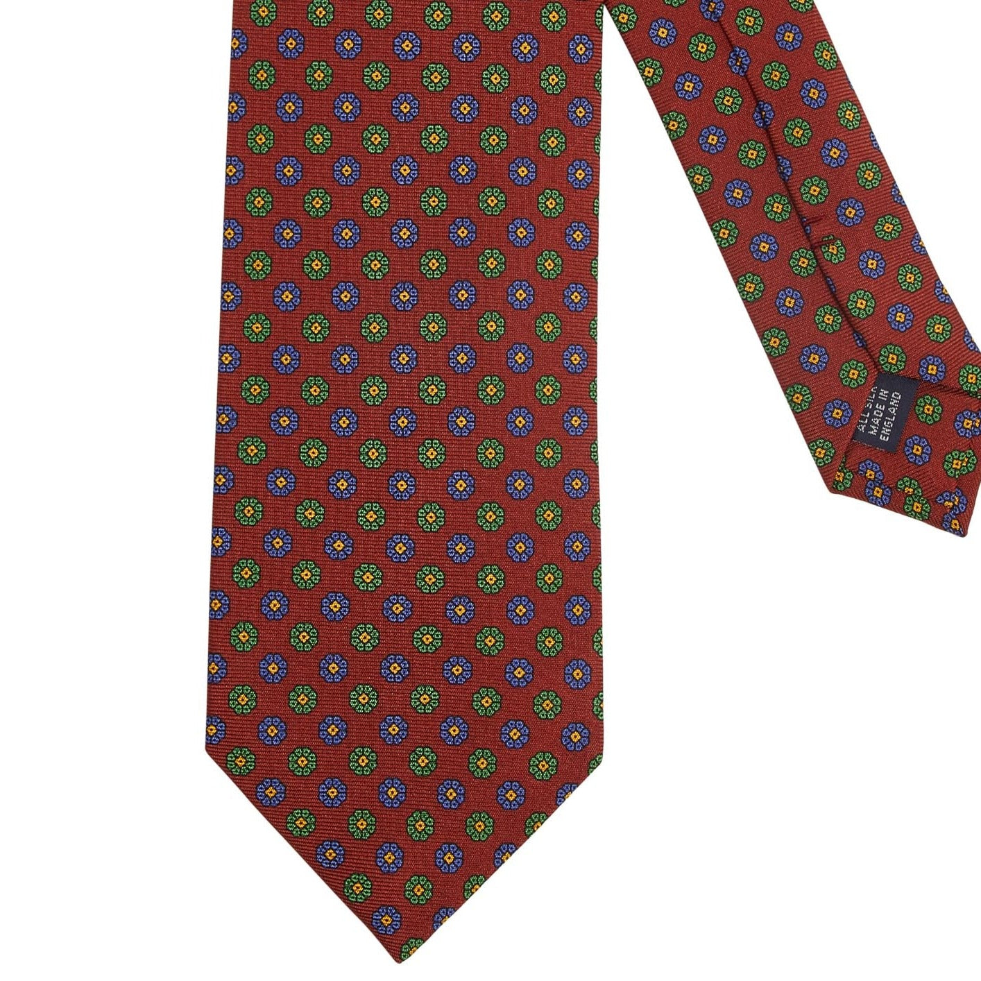 Sovereign Grade Navy Red Spot Printed Silk Tie, 160 cm | KirbyAllison.com