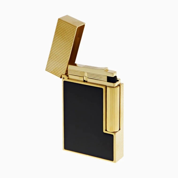 S.T. Dupont Line 2 Gold Black Lacquer Lighter | KirbyAllison.com