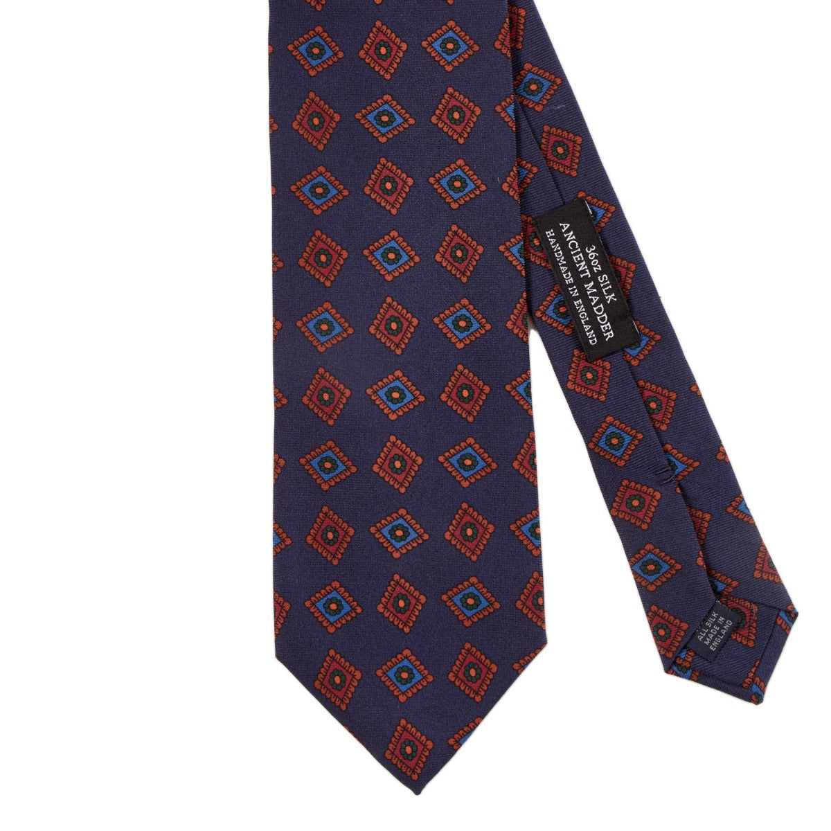 Handmade Sovereign Grade Dark Navy Art Deco Ancient Madder Silk Tie from KirbyAllison.com.