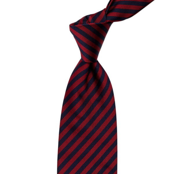 Sovereign Grade Navy and Red London Stripe Silk Tie | KirbyAllison.com
