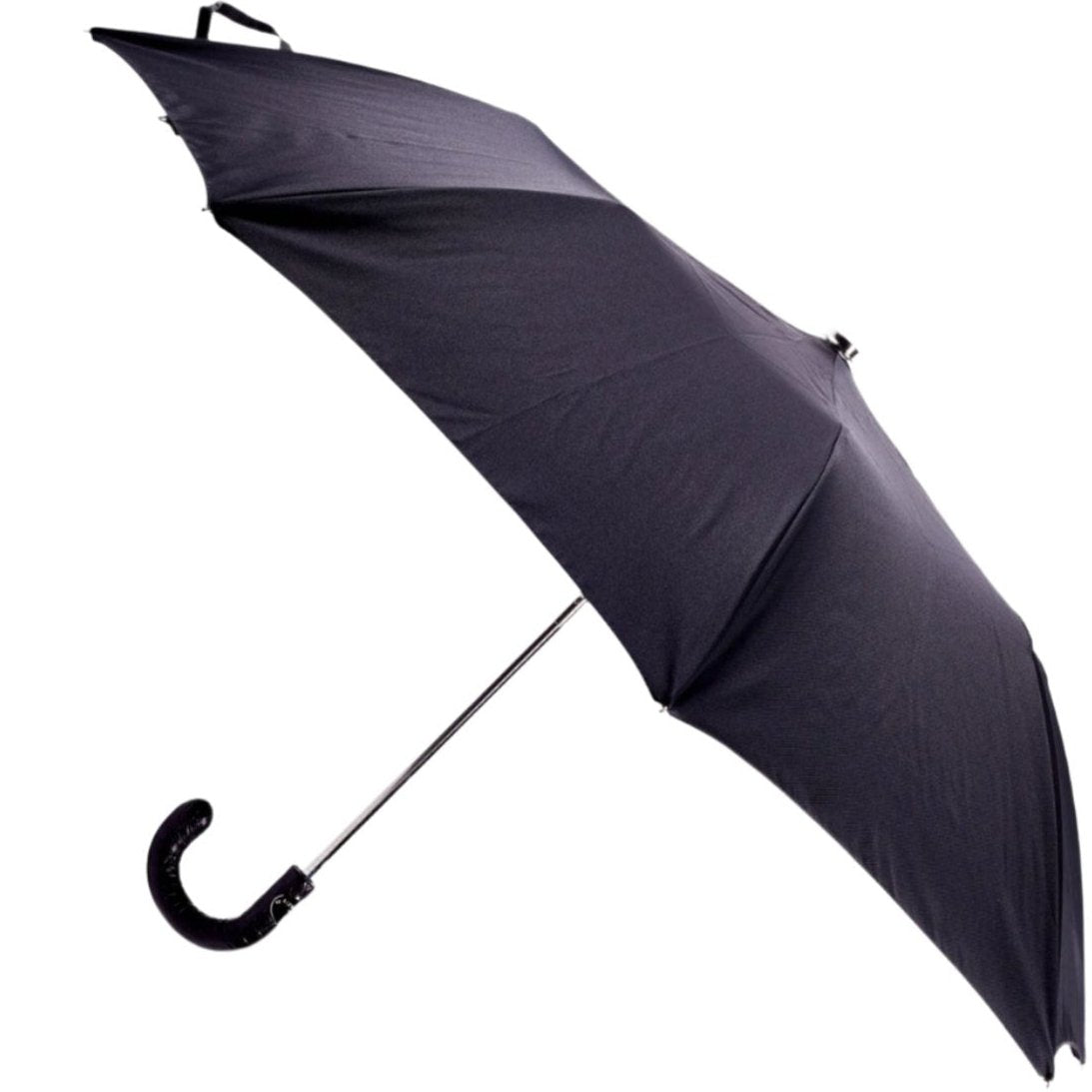 A handmade Black Alligator Travel Umbrella with Black Canopy from Italy by KirbyAllison.com.