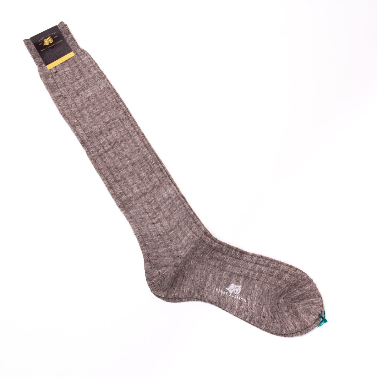A pair of Sovereign Grade 100% Linen Dress Socks OTC from KirbyAllison.com on a white background.