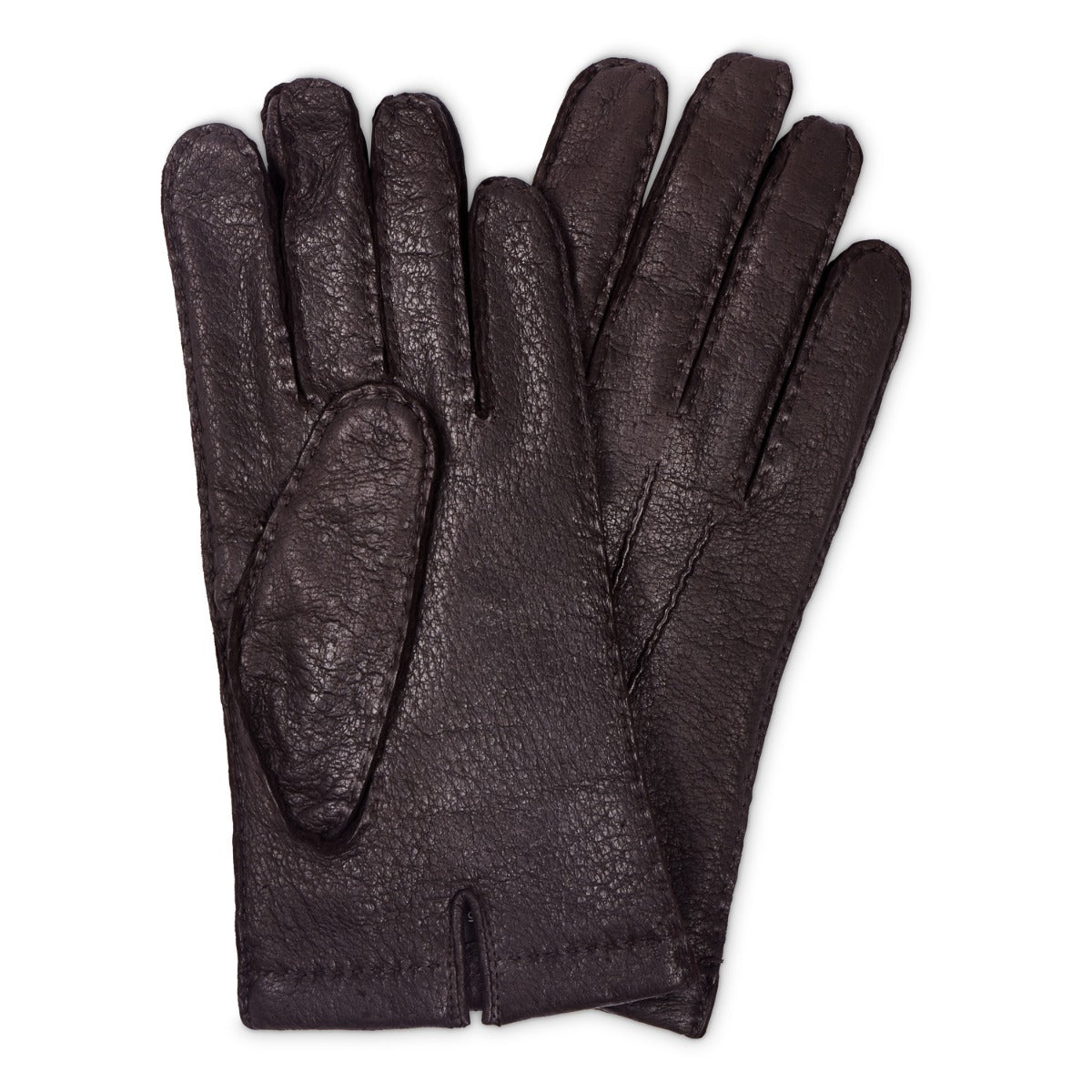 Sovereign Grade Dark Brown Peccary Leather Gloves, Cashmere Small: 8.0 in