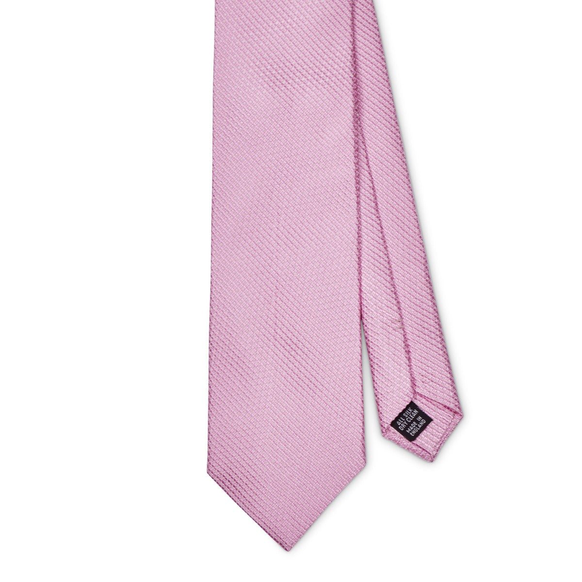 A Sovereign Grade Pink Jacquard Mock Grenadine tie from KirbyAllison.com on a white background.