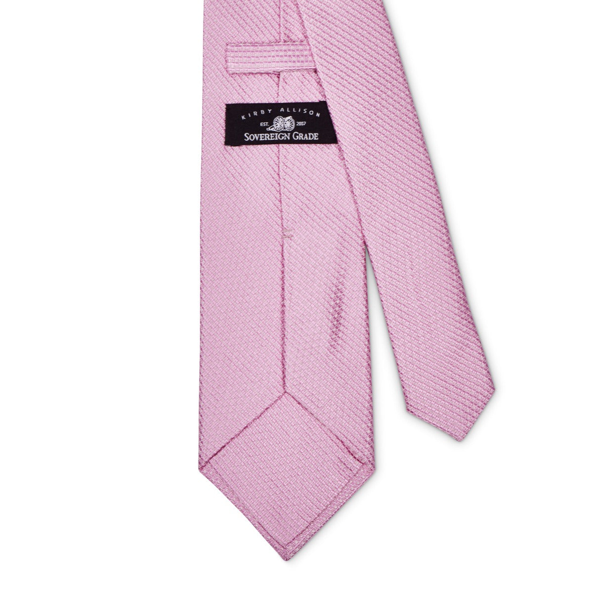 A Sovereign Grade Pink Jacquard Mock Grenadine, 150 CM tie on a white background from KirbyAllison.com.