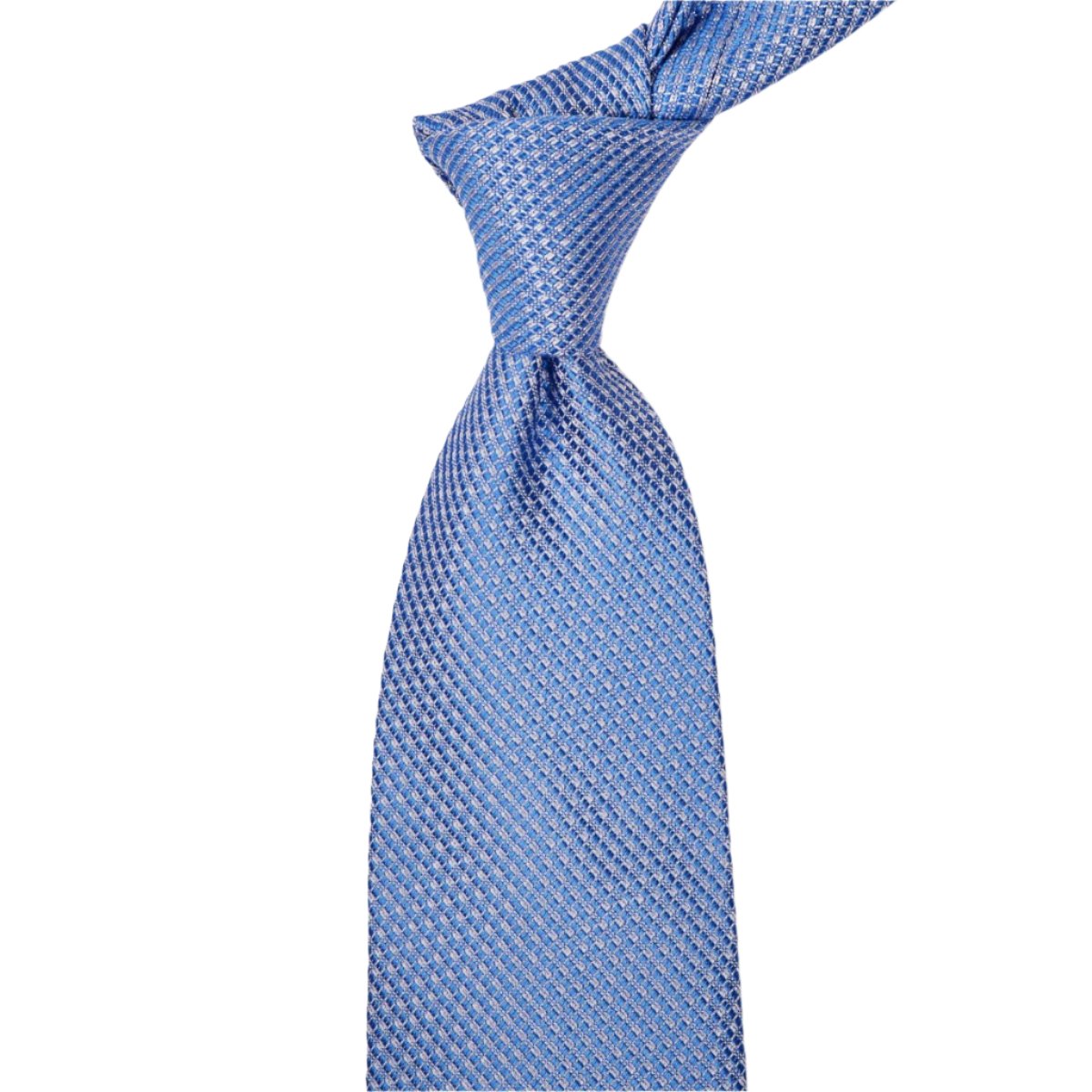 A Sovereign Grade Sky Blue Jacquard Mock Grenadine, 150 CM tie from KirbyAllison.com on a white background.