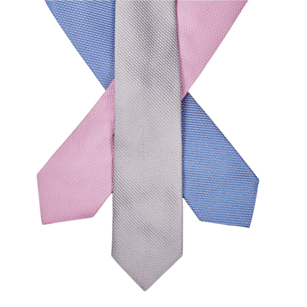 A Sovereign Grade Sky Blue Jacquard Mock Grenadine, 150 CM tie from KirbyAllison.com in pink, blue, and white on a white background.