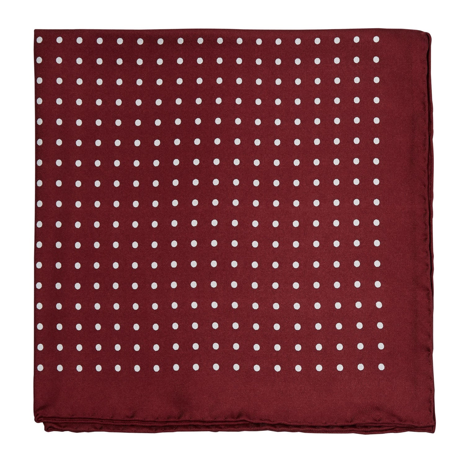 A formal Sovereign Grade 100% Silk Burgundy London Dot pocket square from KirbyAllison.com to enhance your outfit.