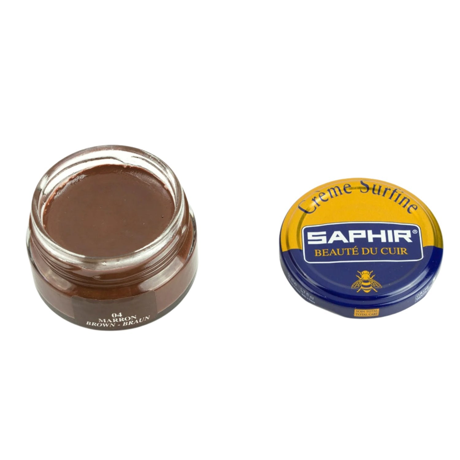 A tin of Saphir Beaute de Cuir Cream Polish by KirbyAllison.com next to a tin.