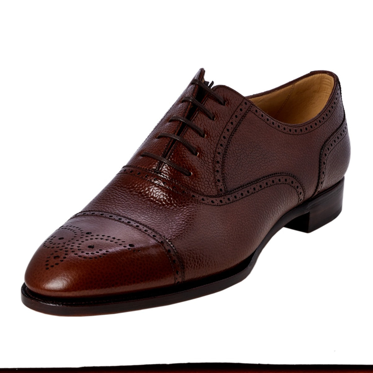 A men's TLB Antique Brown Pebble Grain Semi-Brogue 13UK shoe with KirbyAllison.com Hanger Project.