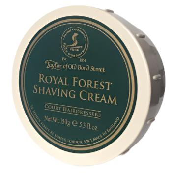 A 5.3oz tin of Royal Forest Shaving Cream by Taylor of Old Bond Street from KirbyAllison.com.