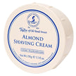 A tin of Almond Shaving Cream Bowl by Taylor of Old Bond Street, sold on KirbyAllison.com, on a white background.